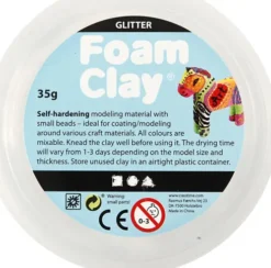 Glitter Foam Clay - Hvid - Modellervoks - 35 G
