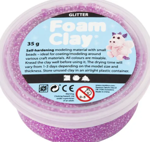 Glitter Foam Clay - Lilla - Modellervoks - 35 G