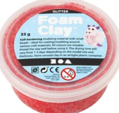 Glitter Foam Clay - Rød - Modellervoks - 35 G