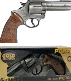 Gonher - Gold Magnum Politi Pistol - 12 Skuds - Legetøj