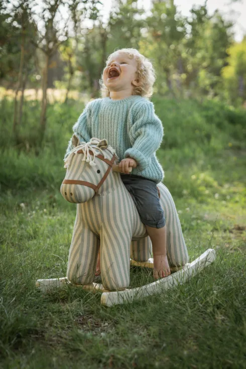 Gyngehest Sam - Blå Med Striber - Aiden - Kids Concept