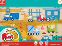 Hape - Construction Peg Puzzle - Byggeplads Knoppuslespil