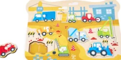 Hape - Construction Peg Puzzle - Byggeplads Knoppuslespil