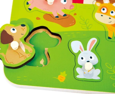 Hape - Farmyard Peg Puzzle - Bondegårdsdyr Knoppuslespil