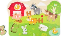 Hape - Farmyard Peg Puzzle - Bondegårdsdyr Knoppuslespil