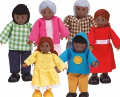 Hape - Happy Family - 6 African American - Dukker I Træ