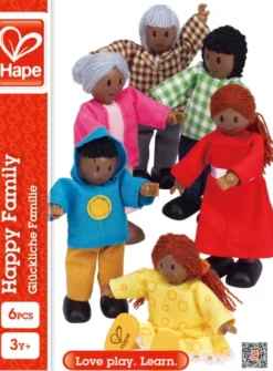 Hape - Happy Family - 6 African American - Dukker I Træ