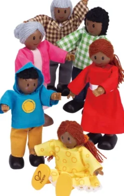 Hape - Happy Family - 6 African American - Dukker I Træ