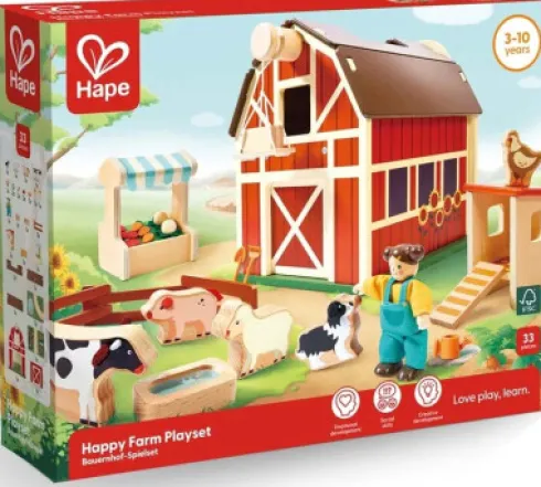 Hape - Happy Farm Playset - Bondegård