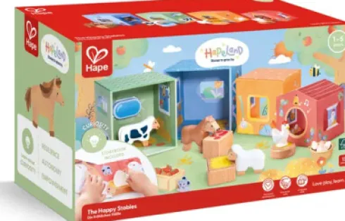 Hape - The Happy Stables - Bog Og Figur Legesæt - Hapeland