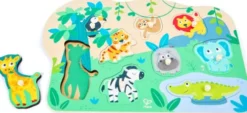 Hape - Wild Animals Peg Puzzle - Vilde Dyr Knoppuslespil