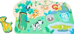 Hape - Wild Animals Peg Puzzle - Vilde Dyr Knoppuslespil