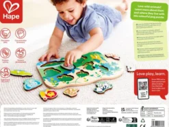 Hape - Wild Animals Peg Puzzle - Vilde Dyr Knoppuslespil