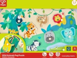 Hape - Wild Animals Peg Puzzle - Vilde Dyr Knoppuslespil