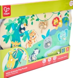 Hape - Wild Animals Peg Puzzle - Vilde Dyr Knoppuslespil