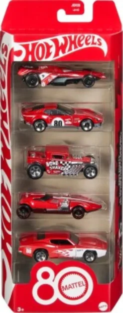 Hot Wheels - Biler 5 Pak - Basics - 80 Års Jubilæumsudgave - 1:64
