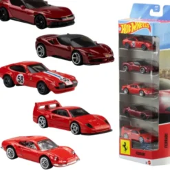 Hot Wheels - 5 Ferrari Diecast Legetøjsbiler - 1:64 - Mattel Jln12
