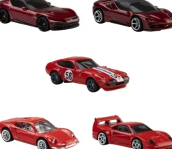 Hot Wheels - 5 Ferrari Diecast Legetøjsbiler - 1:64 - Mattel Jln12