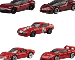 Hot Wheels - 5 Ferrari Diecast Legetøjsbiler - 1:64 - Mattel Jln12