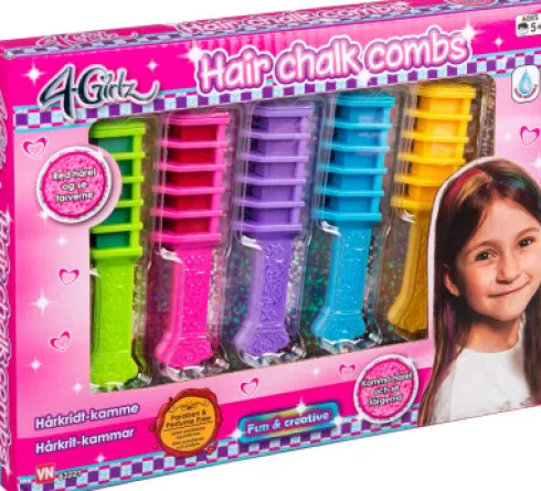 Hårkridt Til Børn - På Kam - Sæt Med 5 Stk - 4-Girlz