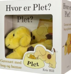 Hvor Er Plet? Gaveæske Med Bog Og Hunde Bamse