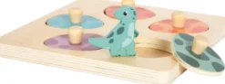 2-I-1 Knoppuslespil Og Huskespil I Træ - Dinosaurer - Small Foot