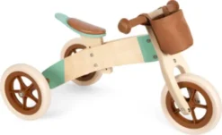 2-I-1 Trehjulet Løbecykel I Træ - 10 Tommer Maxi - Karamel Brun