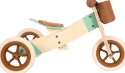 2-I-1 Trehjulet Løbecykel I Træ - 10 Tommer Maxi - Karamel Brun