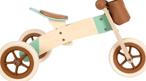 2-I-1 Trehjulet Løbecykel I Træ - 10 Tommer Maxi - Karamel Brun