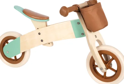 2-I-1 Trehjulet Løbecykel I Træ - 10 Tommer Maxi - Karamel Brun