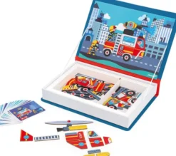 Janod - Magneti Book - Firemen - 60 Magneter Og 18 Kort