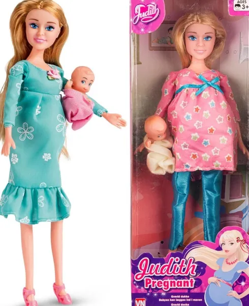 Judith Dukke Gravid Med Baby - Lyst Hår - Assorteret