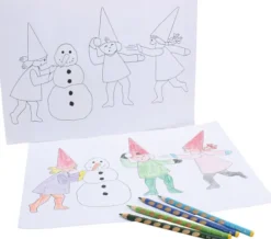 Julekalender Med Nisser I Sneboldkamp - A3 - Str. 30X42 CM - Hvid - 30 Stk