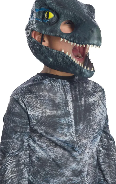 Jurassic World - Velociraptor Maske Til Børn - Bevægelig Kæbe