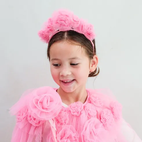 Kappe Til Børn - Pink Med Blomster Og Tyl - Mimi & Lula