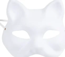 Kattemaske - H 17,5 CM - B 18,5 - Hvid - 1 Stk
