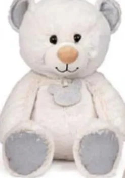 Kiddy Bamse I Hvid Med Sølv Glimme - 36 CM