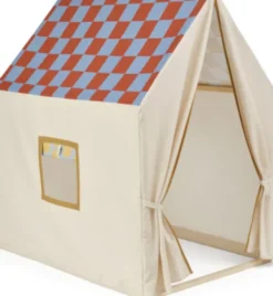 Kids Concept - Legetelt - Dusty Blue Check - 110X80X124 CM