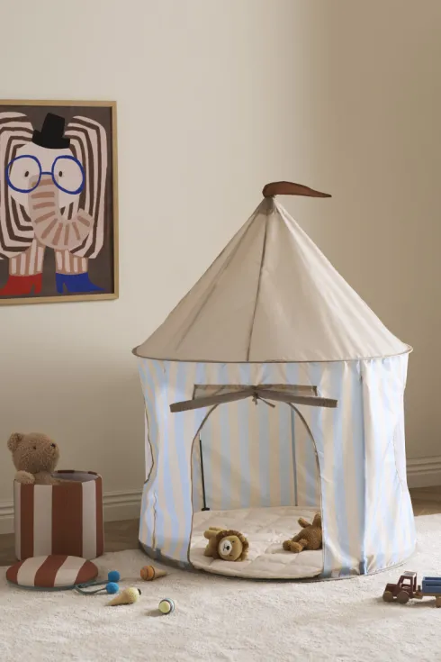 Kids Concept - Legetelt - Lyseblå Med Striber - 100X100X130 CM