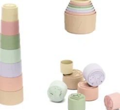 Kinder And Kids - Blødt Plast Badelegetøj Stablekop Med Mønster Og Hul - 7 Stk. - K30008