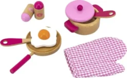 Køkken Legetøj - Grydesæt I Træ - 6 Dele - Viga - Assorteret