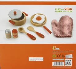 Køkken Legetøj - Grydesæt I Træ - 6 Dele - Viga - Assorteret
