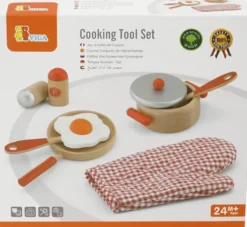 Køkken Legetøj - Grydesæt I Træ - 6 Dele - Viga - Assorteret