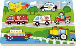 Knoppuslespil Med Lyd - Transport - Træ - Viga