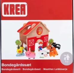 Krea - Bondegård Legesæt I Træ - Inkl. 11 Figurer