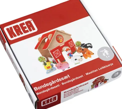 Krea - Bondegård Legesæt I Træ - Inkl. 11 Figurer