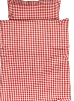 Krea - Sengetøj Til Dukkevogn - Inkl. Madras - Rødternet