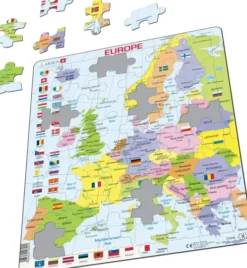Larsen Puslespil - Europakort Med Flag - 48 Brikker