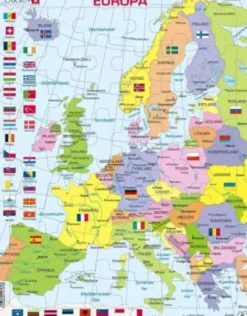 Larsen Puslespil - Europakort Med Flag - 48 Brikker
