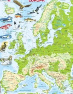 Larsen Puslespil - Europakort Med Dyr - 87 Brikker
